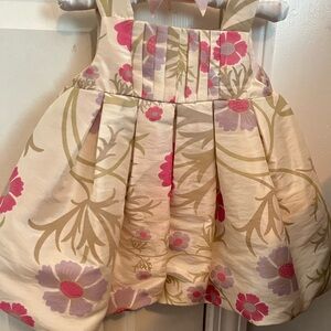 Floral Cream and Pink Kids Formal Dress